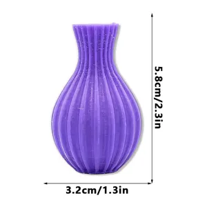 3D printed magnetic vase fridge magnet, purple ribbed design, mini flower pot 5.8cm