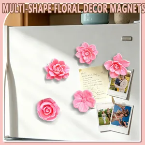 3D floral fridge magnets multi-shape pink flower magnetic stickers for home kitchen decor.