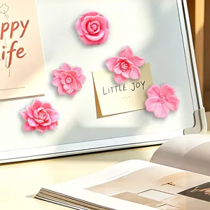3D pink floral fridge magnets cute magnetic stickers for whiteboard home office decor