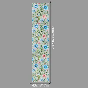 Película adhesiva estática para ventanas con diseño floral colorido, tamaño 200x43cm.