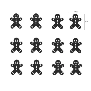 Weihnachten Lebkuchenmann Acryl Wandsticker Set, schwarzer Spiegeleffekt, Kinderzimmer Deko.