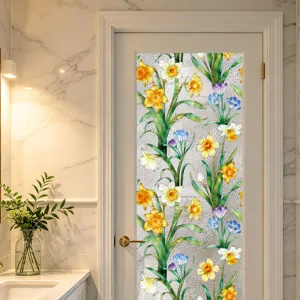 Pelicula adhesiva estatica para vidrio de ventana puerta con patron floral colorido chic