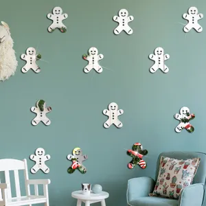 Weihnachten DIY Spiegel Acryl Wandaufkleber Lebkuchenmann wasserdicht selbstklebend Zimmer