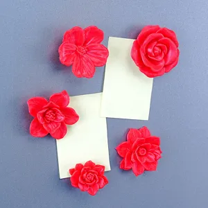 3D printed red flower fridge magnets creative floral magnetic stickers for home kitchen decor