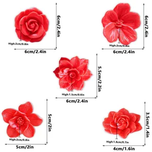 3D printed magnetic flower fridge magnet red floral home decor cute creative accessory