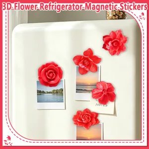 3D flower refrigerator magnetic stickers, creative colorful floral decor for kitchen fridge.