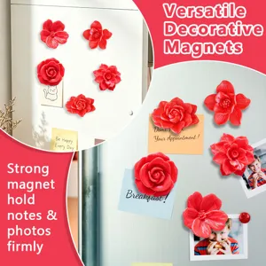 Vibrant colorful 3D decorative flower fridge magnets with strong magnetic hold for notes.