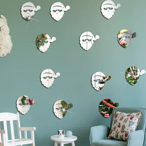 Weihnachten Weihnachtsmann Spiegel Acryl Wandaufkleber DIY dekorative Aufkleber für Kinder