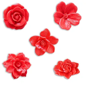 3D printed red flower fridge magnet creative decorative floral magnetic sticker for home