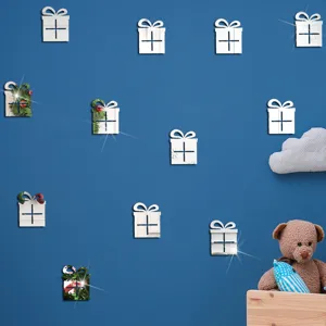 Weihnachts DIY Spiegel Acryl Geschenkbox Wandaufkleber für Kinderzimmer Dekoration.