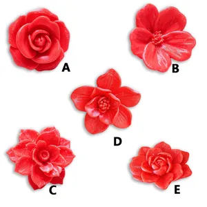 3D printed red flower fridge magnets, creative magnetic floral home decor items.
