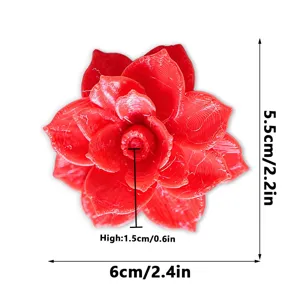 3D Printed Red Flower Refrigerator Magnet Creative Magnetic Home Decor Cute Plant Decor