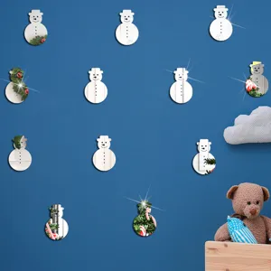 Weihnachten Acryl Spiegel Wandaufkleber, DIY Schneemann Sticker fuer Kinderzimmer und Kita.