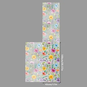 Película de ventana estática floral de colores, pegatina adhesiva decorativa de privacidad.