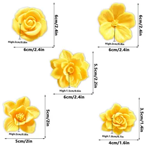 3D Floral Magnetic Fridge Magnets Set Cute Yellow Flower Refrigerator Sticker Decor