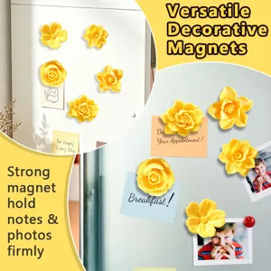 3D floral fridge magnets yellow flower magnetic decorative stickers for locker office home note holder