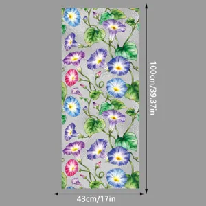 Película estática para ventana con patrón floral de campanilla colorida, 43x100cm.