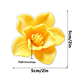 3D floral refrigerator magnet, creative yellow flower magnetic decor for home and office decoration.