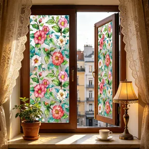 Película decorativa para ventana de flores adhesivo de vidrio estático privacidad hogar