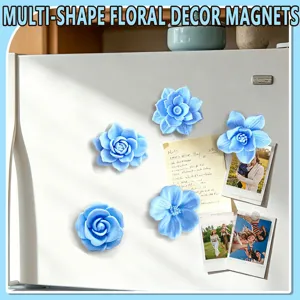 3D floral fridge magnets multi-shape blue flower magnetic stickers for home kitchen decor