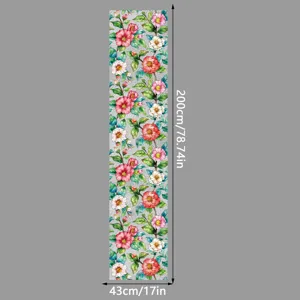 Película estática floral para ventana adhesivo de vidrio colorido vista de detalle con diseño floral.