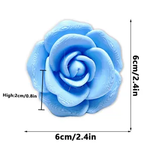 3D printed blue rose fridge magnet, creative floral magnetic sticker home decor, 6x2cm