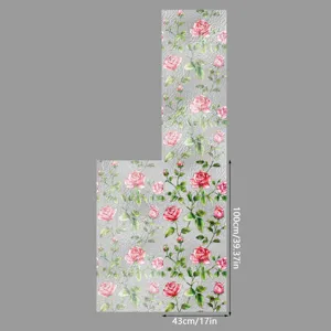 Película para ventana estática con patrón floral de rosas coloridas, adhesivo de privacidad.