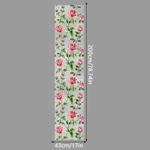 Lámina decorativa esmerilada para ventanas con diseño de rosas rojas, adhesivo estático.