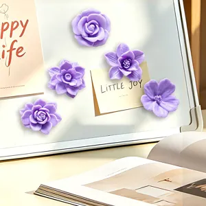 3D purple flower fridge magnets decorative magnetic stickers for home kitchen office decor