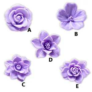 3D printed magnetic flower fridge magnets set of five colorful floral decorative items.