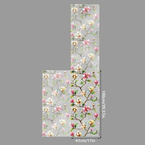Película para ventana estática con hermoso patrón de flores de magnolia y textura.