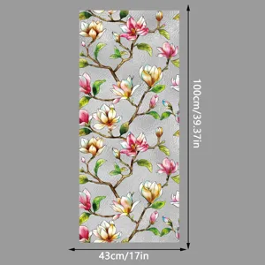 Película estática para ventana de magnolia, adhesivo de vidrio esmerilado 43x100cm.