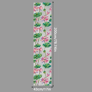 Película decorativa para vidrio de ventana de loto adhesivo floral colorido 200x43cm