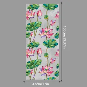 Película electrostática para vidrio de ventana con diseño de flor de loto colorida, de 43x100 cm.