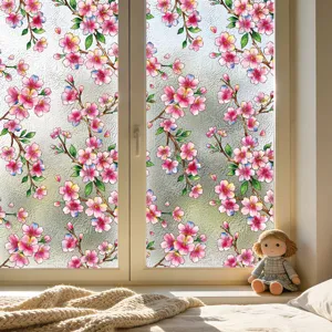 Película para ventana de flor de cerezo adhesiva estática vinilo para cristales hogar