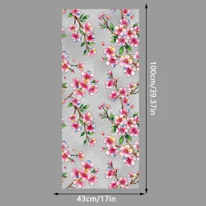 Película de vidrio para ventana electrostática de flor de cerezo, adhesivo 100x43cm