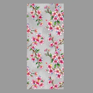 Película para ventana de cerezo adhesivo de vidrio estático diseño floral colorido.