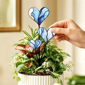 Blaue Herz Pflanzstecker dekorative Metall Gartenstecker fuer Topfpflanzen Deko
