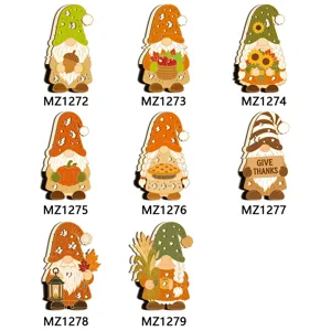 Collection de veilleuses LED en bois de gnome d'automne pour décoration de fêtes.