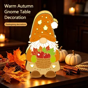 Décoration de table nain d'automne veilleuse LED en bois pour décoration intérieure Thanksgiving