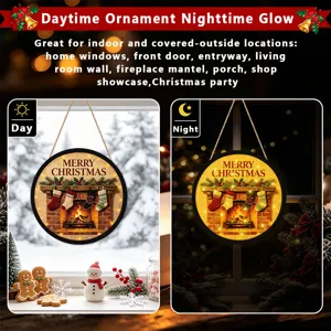 Christmas lighted hanging sign LED decorative plaque for holiday home window wall door party