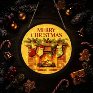 Christmas LED luminous hanging sign fireplace design holiday window decoration ornament