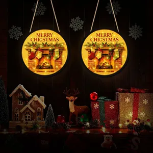 Christmas glowing hanging sign LED light holiday decorative window pendant creative ornament