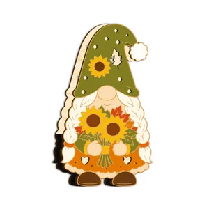 Ornement de table Gnome de Thanksgiving en bois avec tournesol et décor d'automne