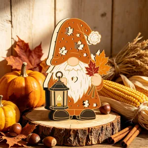 Veilleuse LED gnome en bois de Thanksgiving décoration de table automne festival maison affichage