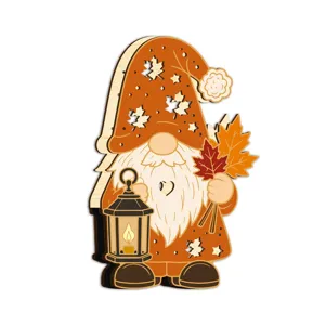 Décoration de table gnome en bois Thanksgiving avec veilleuse LED, découpe de feuille d'érable.