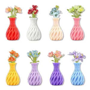 3D magnetic vase refrigerator sticker with colorful artificial flowers, creative home decor detail.