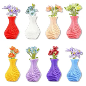 Vasi magnetici stampati in 3D colorati adesivi da frigorifero con fiori finti decoro 8pz