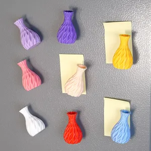 3D printed magnetic vase fridge sticker, creative colorful miniature flower pot for home decor.
