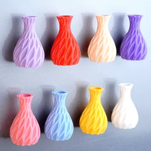 3D printed magnetic vase refrigerator stickers, colorful mini flower pots for home decor.